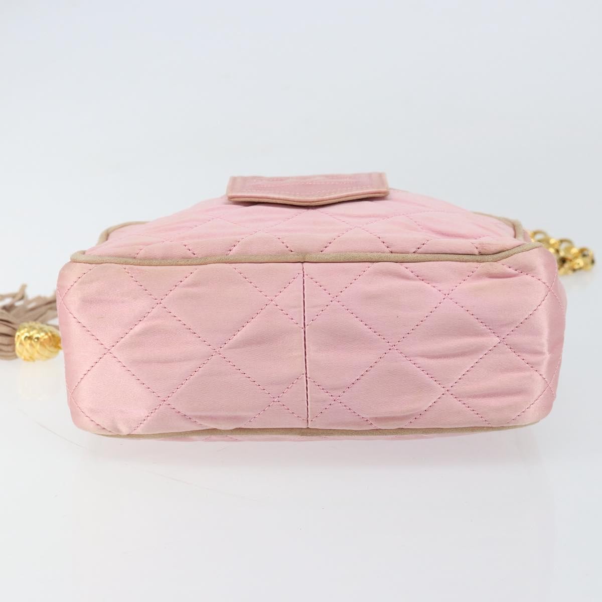 Chanel Vintage Camera Tassel Bag Satin Pink Satin Shoulder Bag Bag (Pre-Owned)
