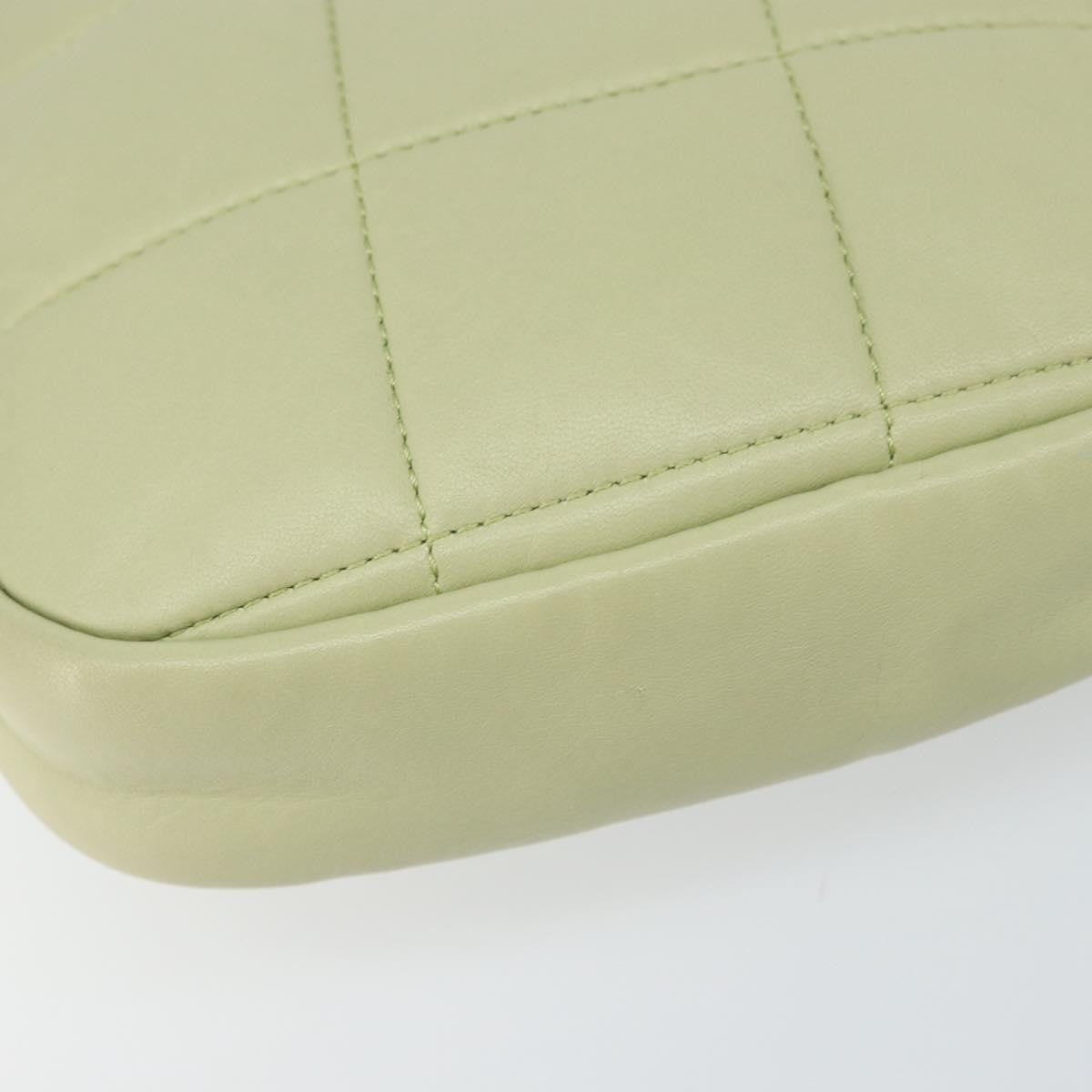 Chanel Diamond Chain Crossbody Bag Quilted Lambskin Green Leather Shoulder Bag Bag (Pre-Owned)
