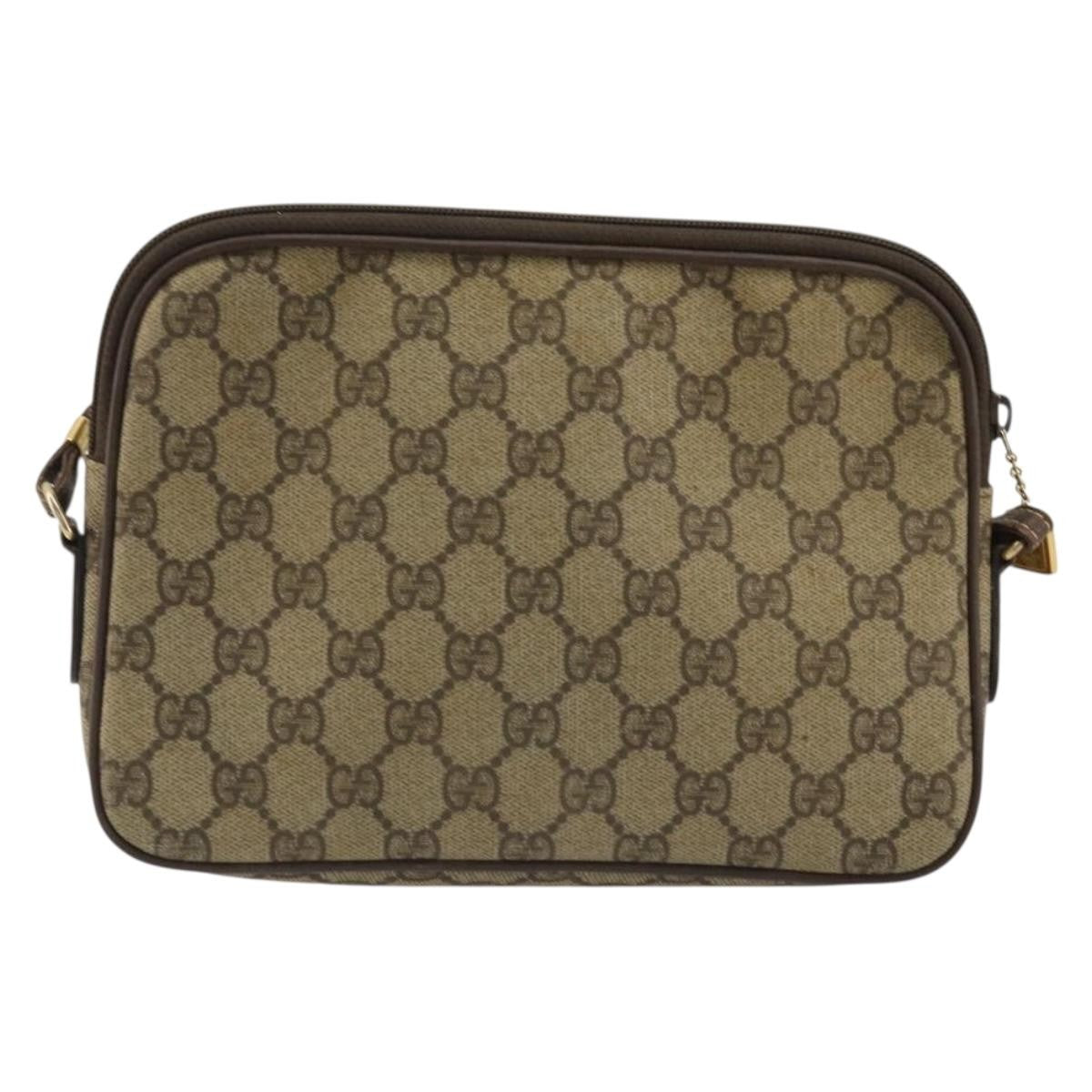 Gucci Gg Supreme Shoulder Bag Canvas Beige Canvas Handbag (Pre-Owned)