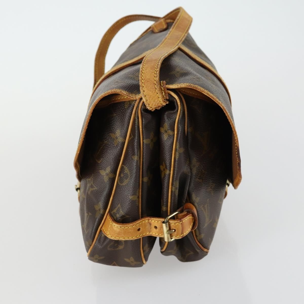 Louis Vuitton Saumur Handbag Monogram Canvas Brown Canvas Shoulder Bag Bag (Pre-Owned)