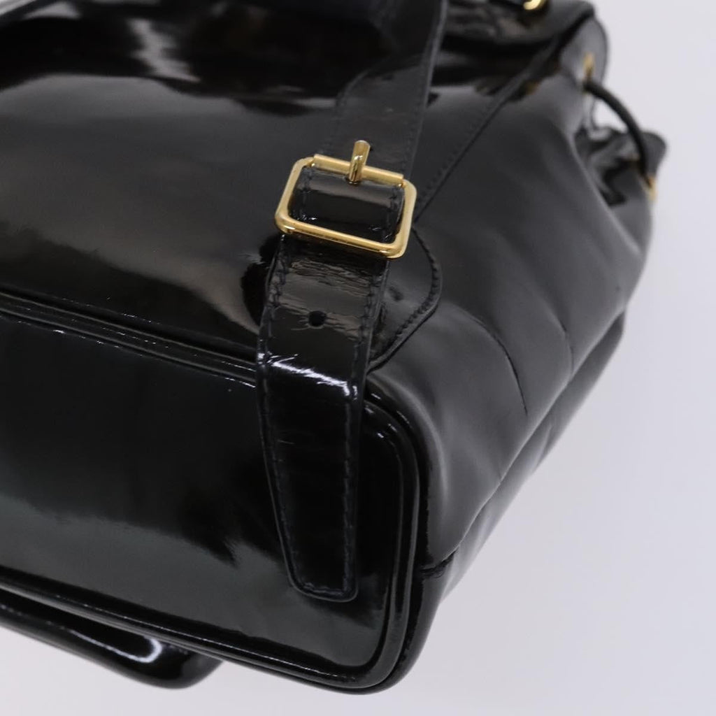 Gucci Vintage Bamboo Backpack Patent Black Patent_Leather Backpack Bag (Pre-Owned)