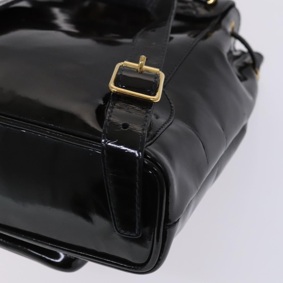 Gucci Vintage Bamboo Backpack Patent Black Patent_Leather Backpack Bag (Pre-Owned)
