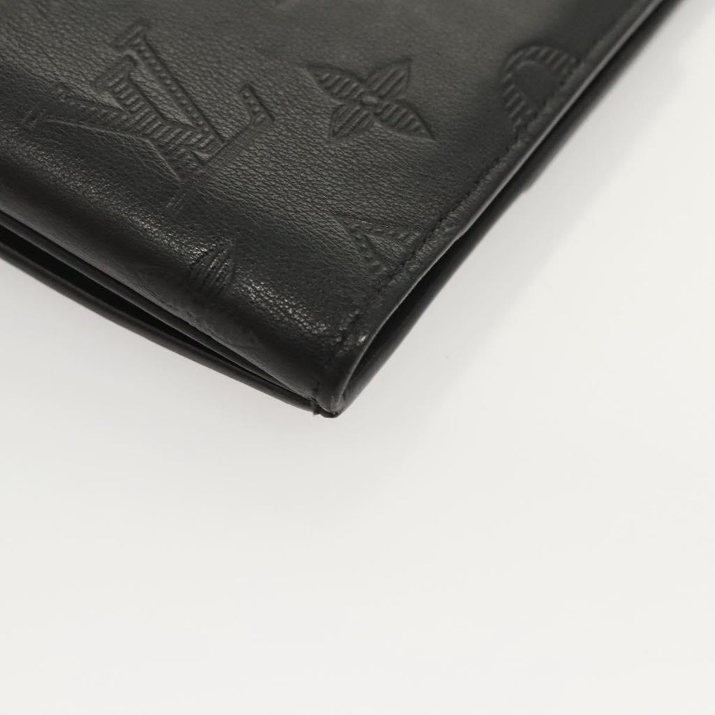 Louis Vuitton Hybrid Wallet Monogram Shadow Leather Black Leather Wallets Accessory (Pre-Owned)
