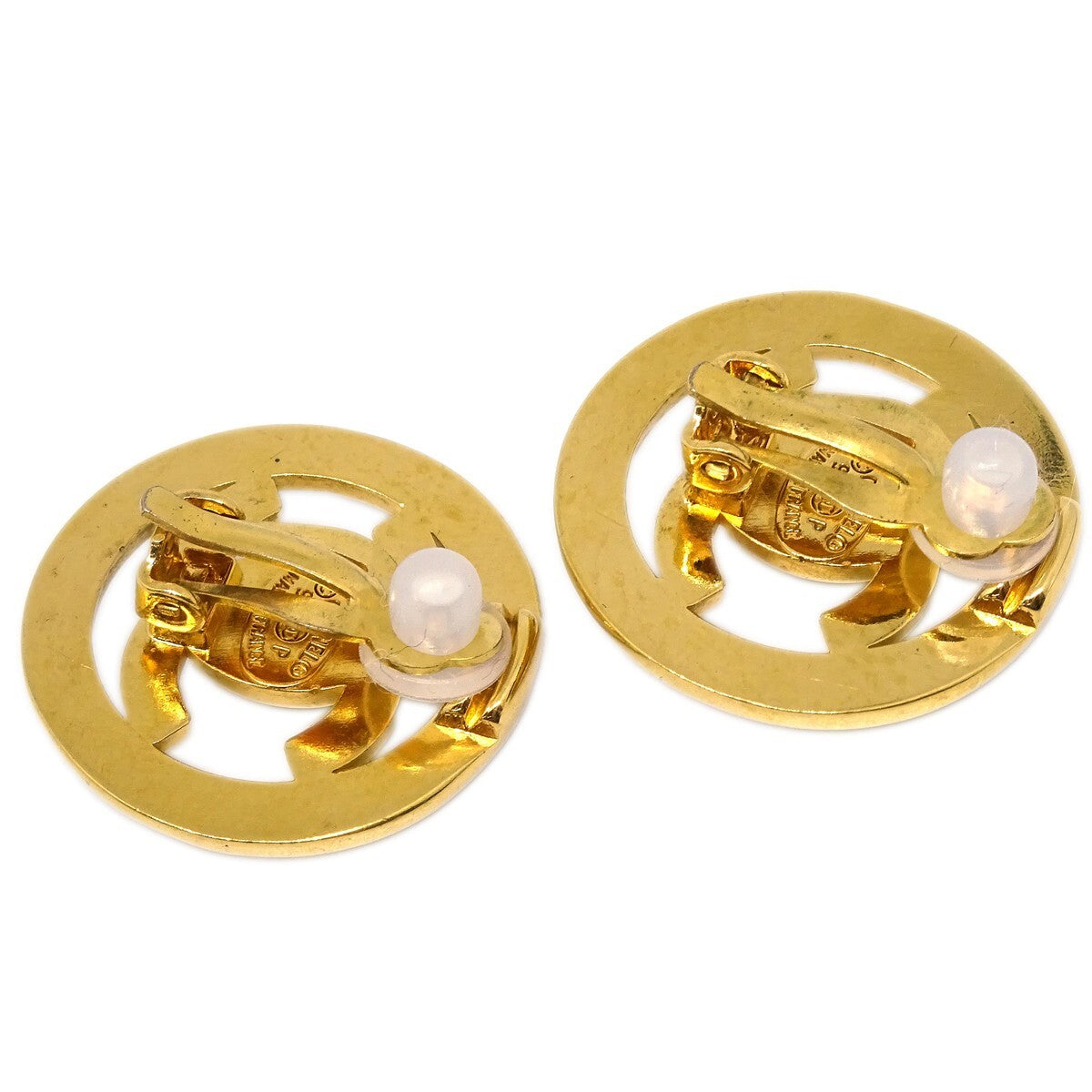 Chanel Cc Round Earrings Metal Gold Gold_Plated Earrings Jewelry (Pre-Owned)