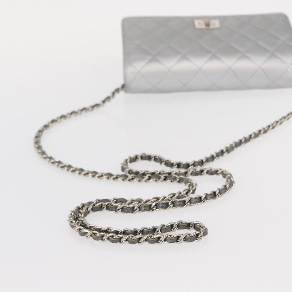 Chanel Reissue 2.55 Wallet On Chain Quilted Lambskin Silver Leather Shoulder Bag Bag (Pre-Owned)