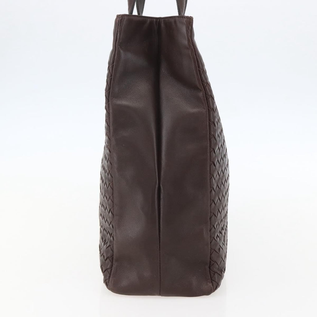 Bottega Veneta Intrecciato Handbag Leather Brown Leather Handbag (Pre-Owned)