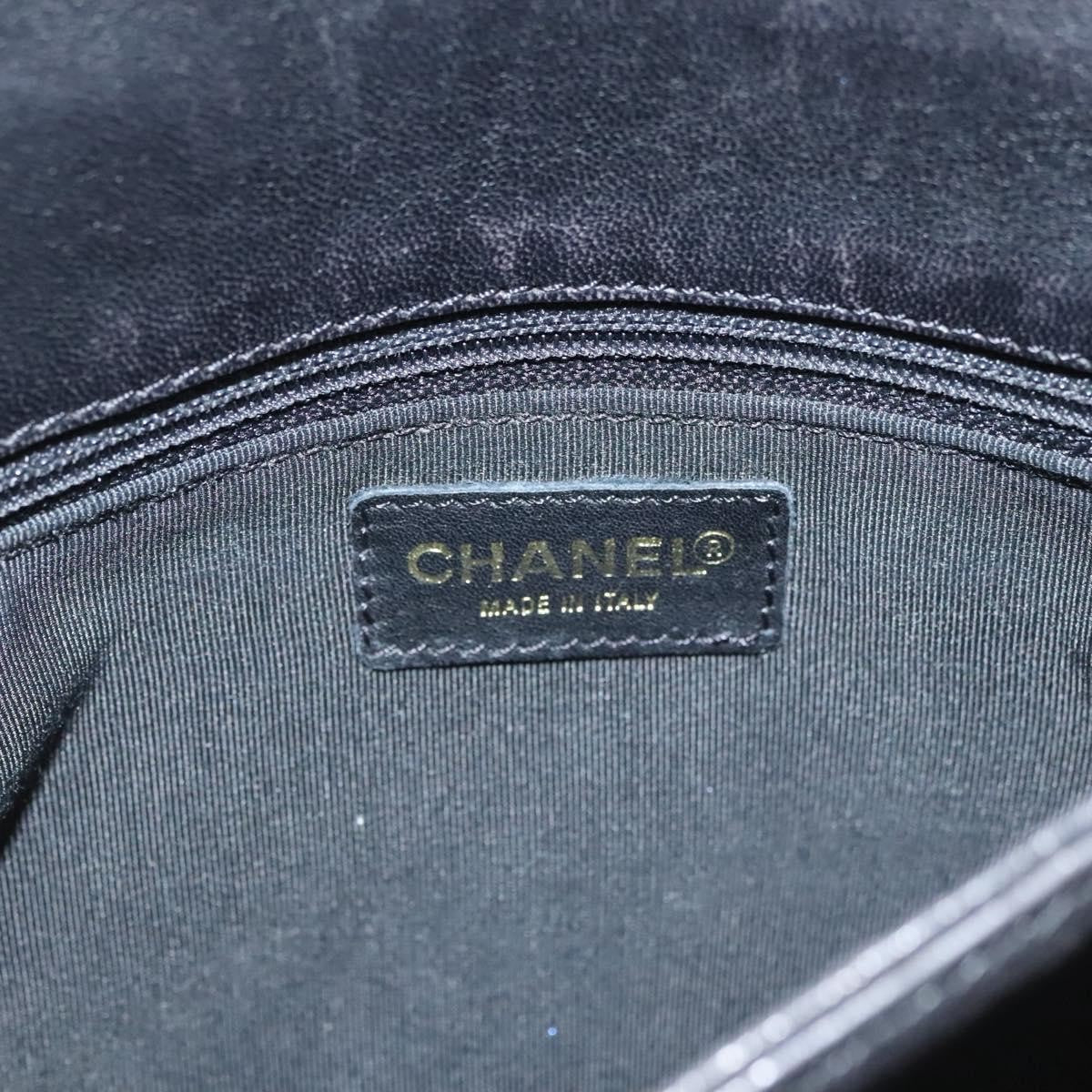 Chanel Chocolate Bar Cc Shoulder Bag Quilted Leather Black Leather Shoulder Bag Bag (Pre-Owned)