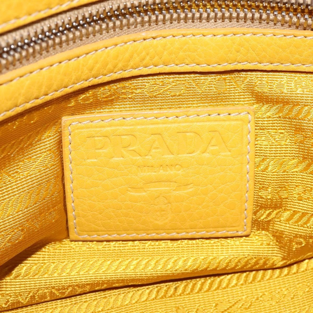 Prada Vintage Handbag Leather Yellow Leather Handbag (Pre-Owned)