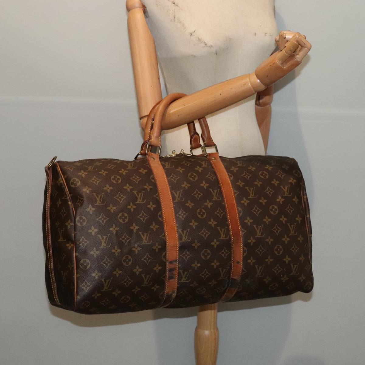 Louis Vuitton Keepall Bag Monogram Canvas Brown Canvas Travel Bag Bag (Pre-Owned)
