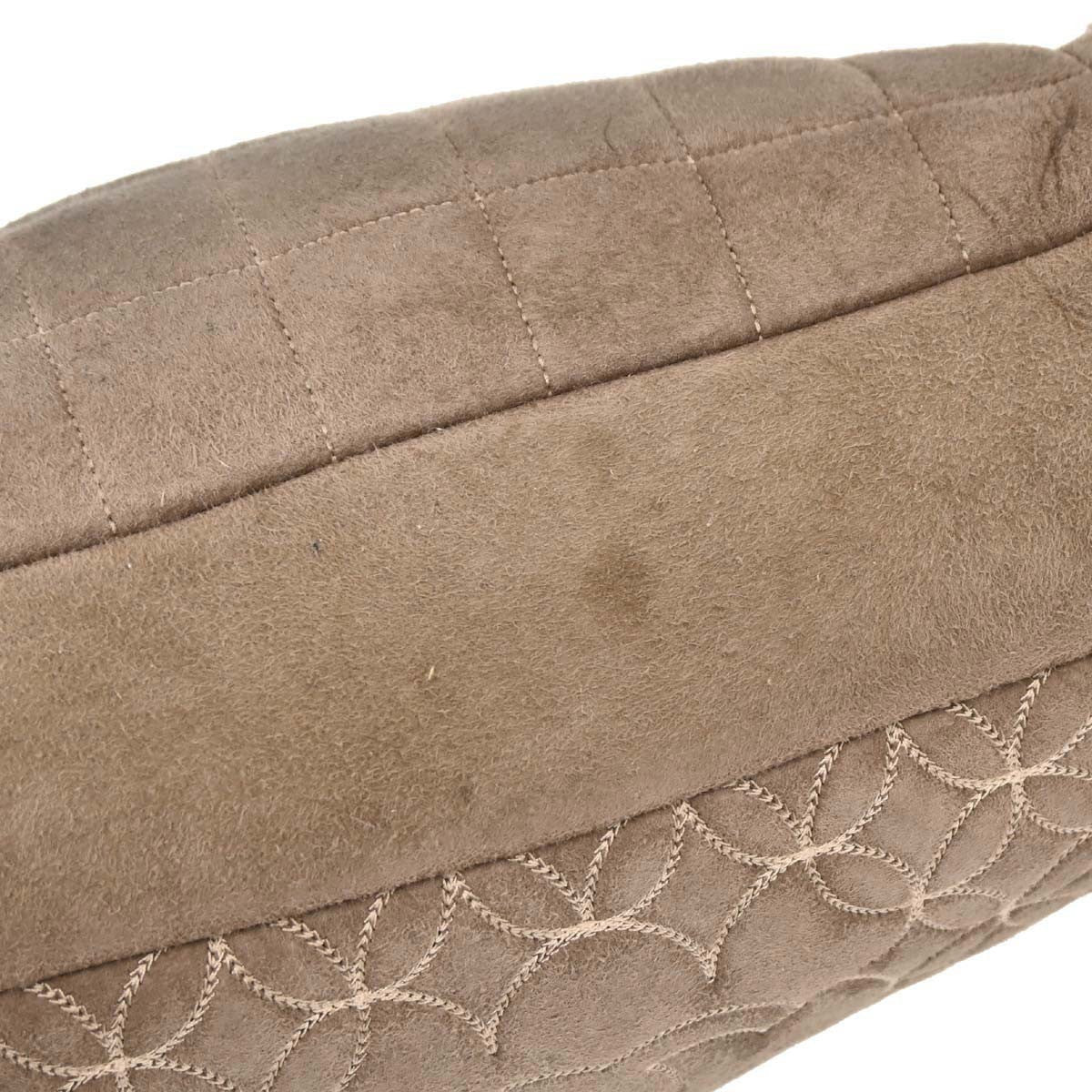 Chanel Vintage Embroidered Cc Chain Tote Quilted Suede And Shearling Brown Suede Tote Bag Bag (Pre-Owned)