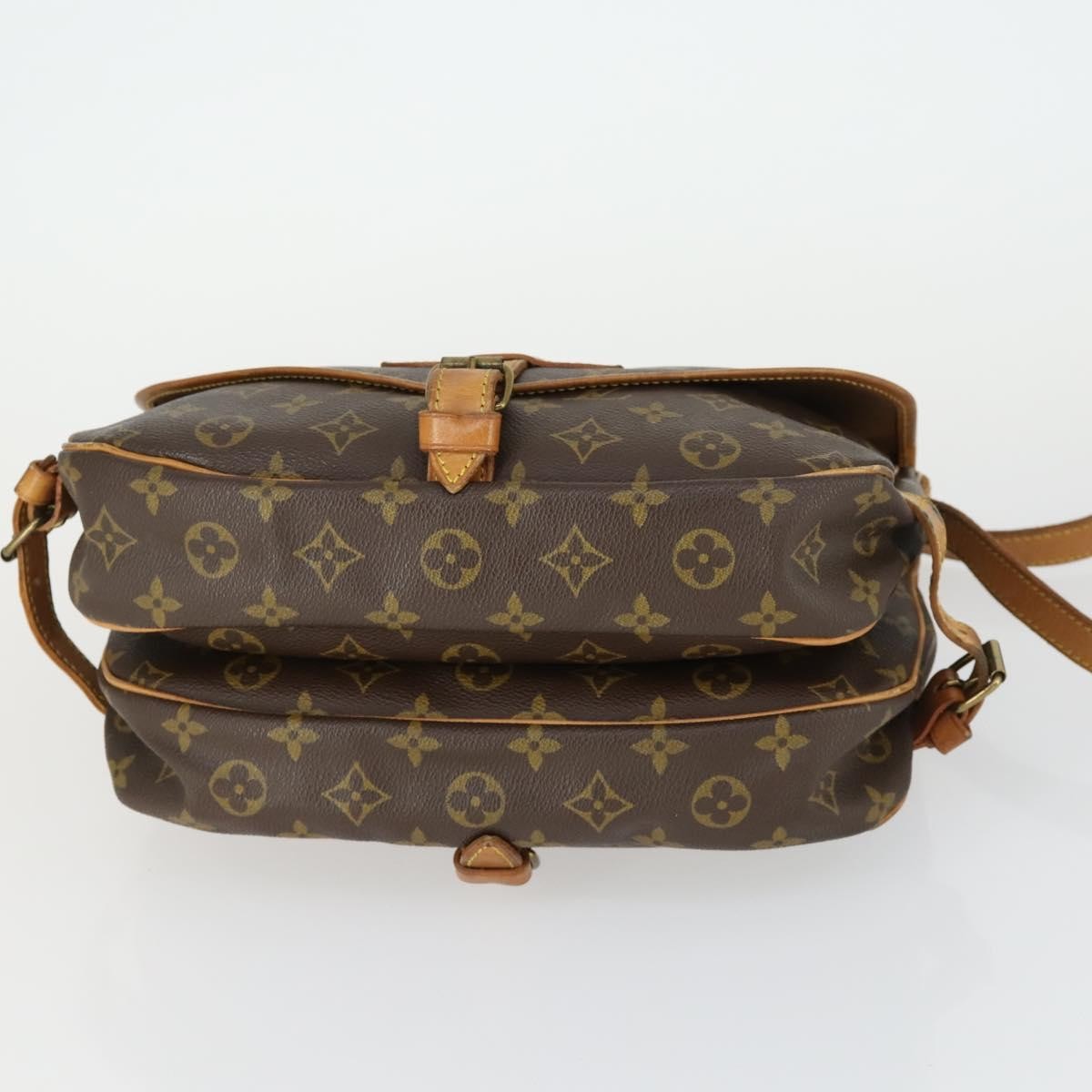 Louis Vuitton Saumur Handbag Monogram Canvas Brown Canvas Shoulder Bag Bag (Pre-Owned)