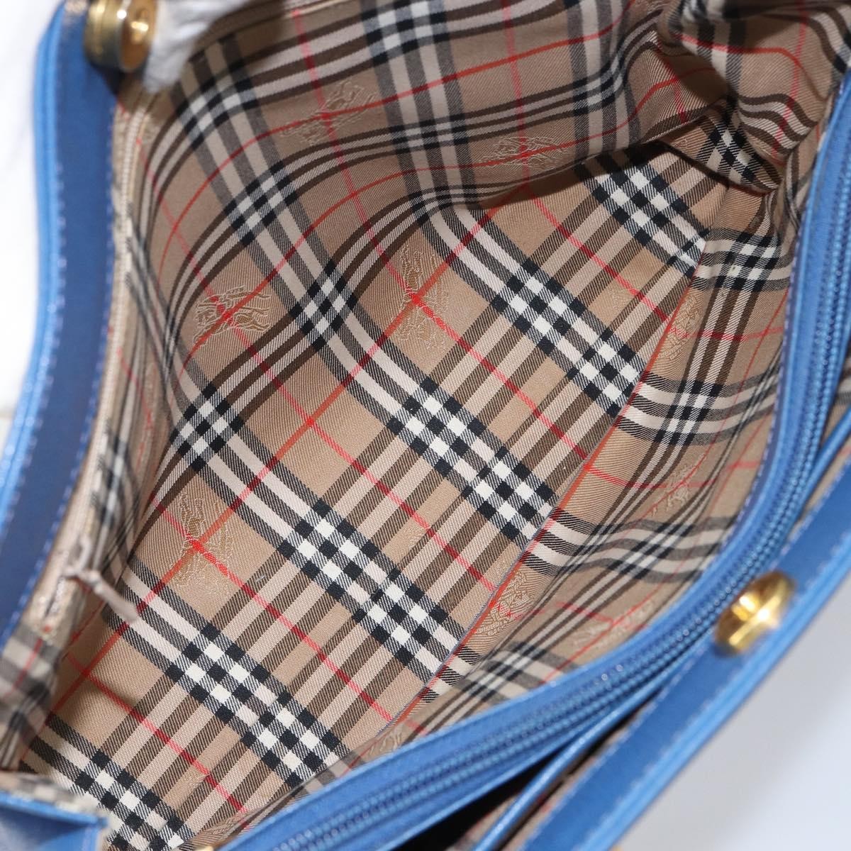 Burberry Vintage Handbag Leather Blue Leather Handbag (Pre-Owned)