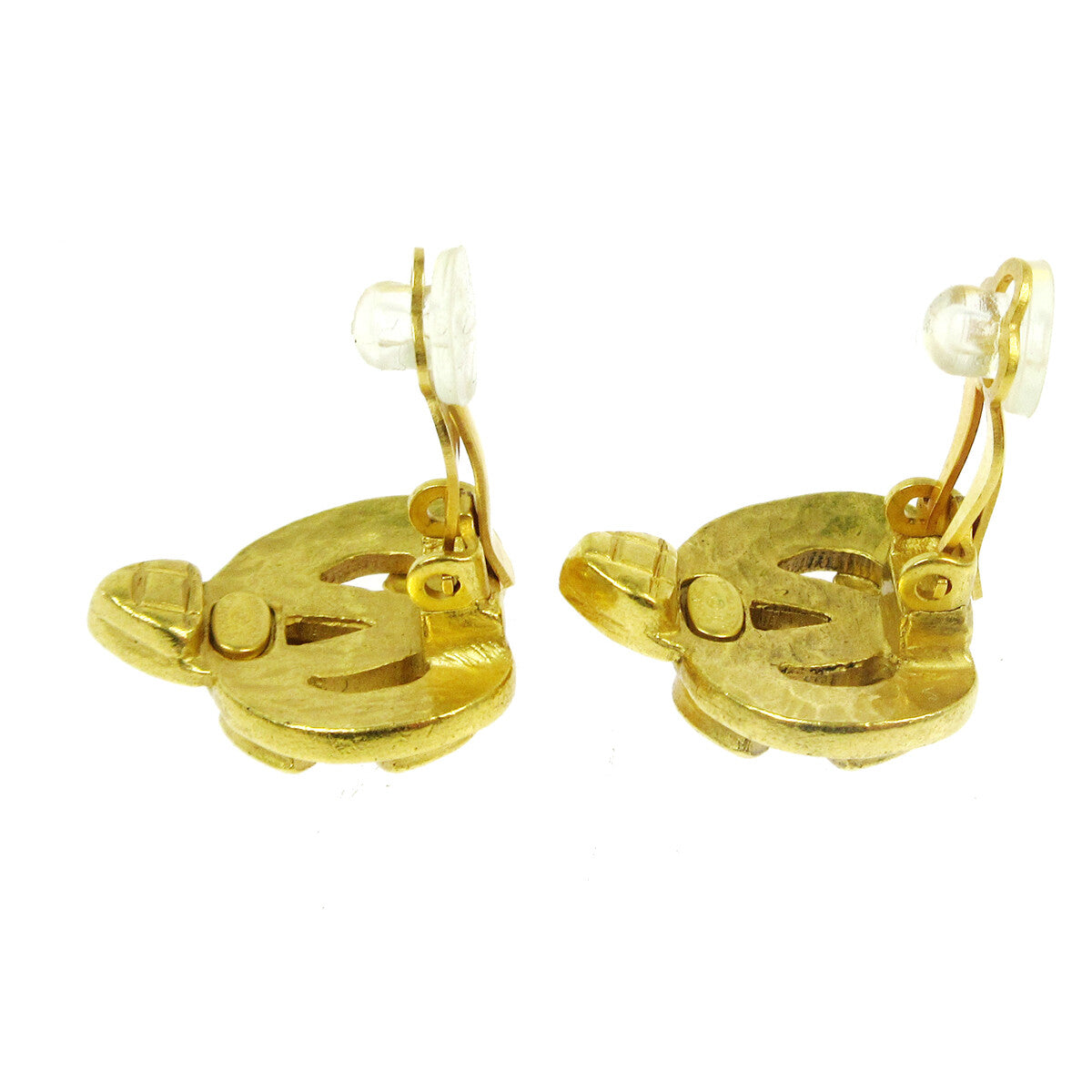 Chanel Vintage Cc Heart Clip-On Earrings Metal Gold Gold Earrings Jewelry (Pre-Owned)