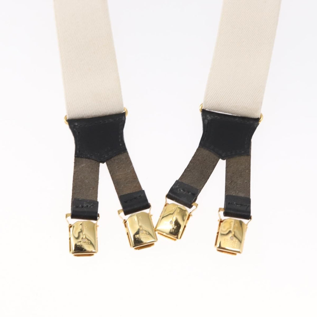Chanel Logo Suspenders Canvas White Canvas Belts Accessory (Pre-Owned)
