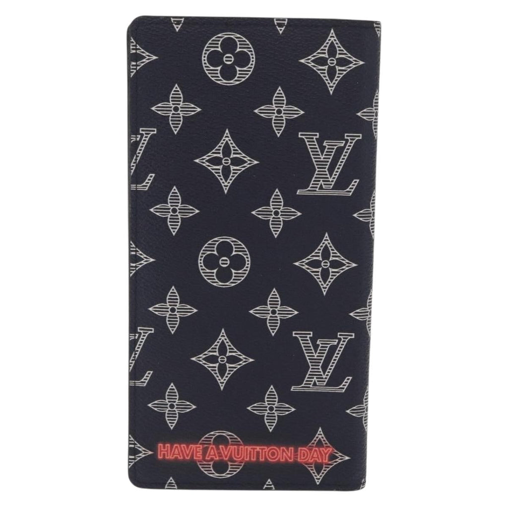 Louis Vuitton Brazza Long Bifold Wallet Monogram Comics Navy Canvas Wallets Accessory (Pre-Owned)