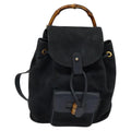 Gucci Gucci Bamboo Backpack Daim Navy Suede Backpack Bag (Pre-Owned)