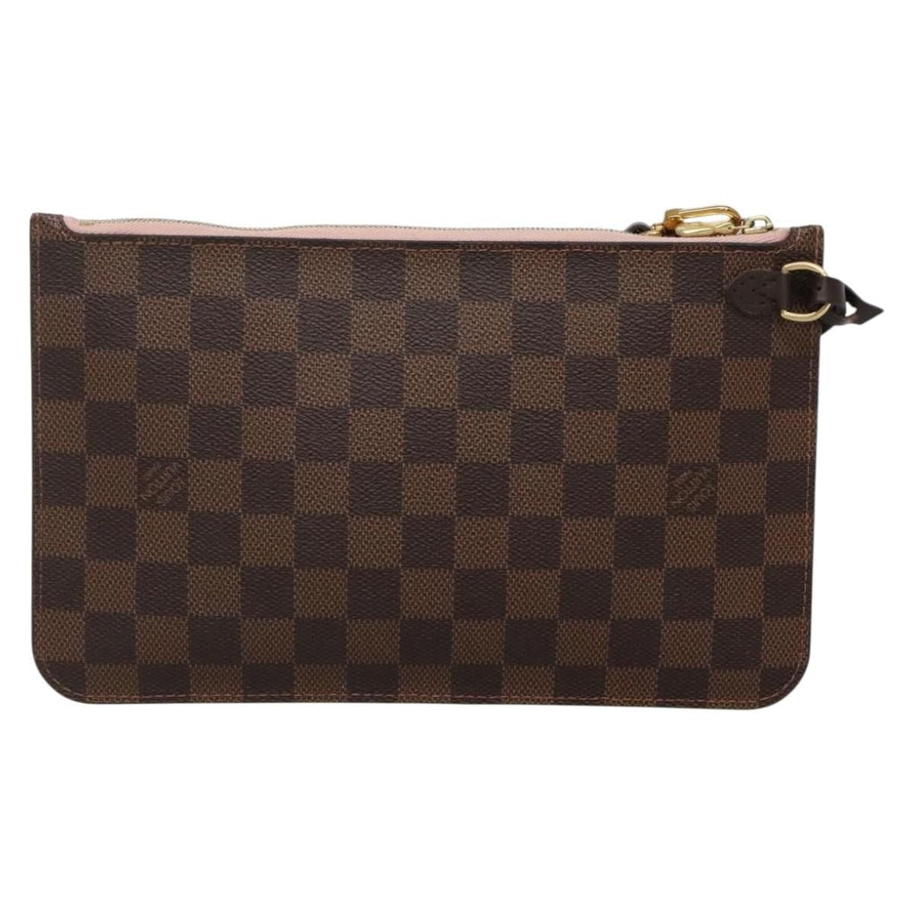 Louis Vuitton Neverfull Pochette Damier Brown Canvas Bag (Pre-Owned)