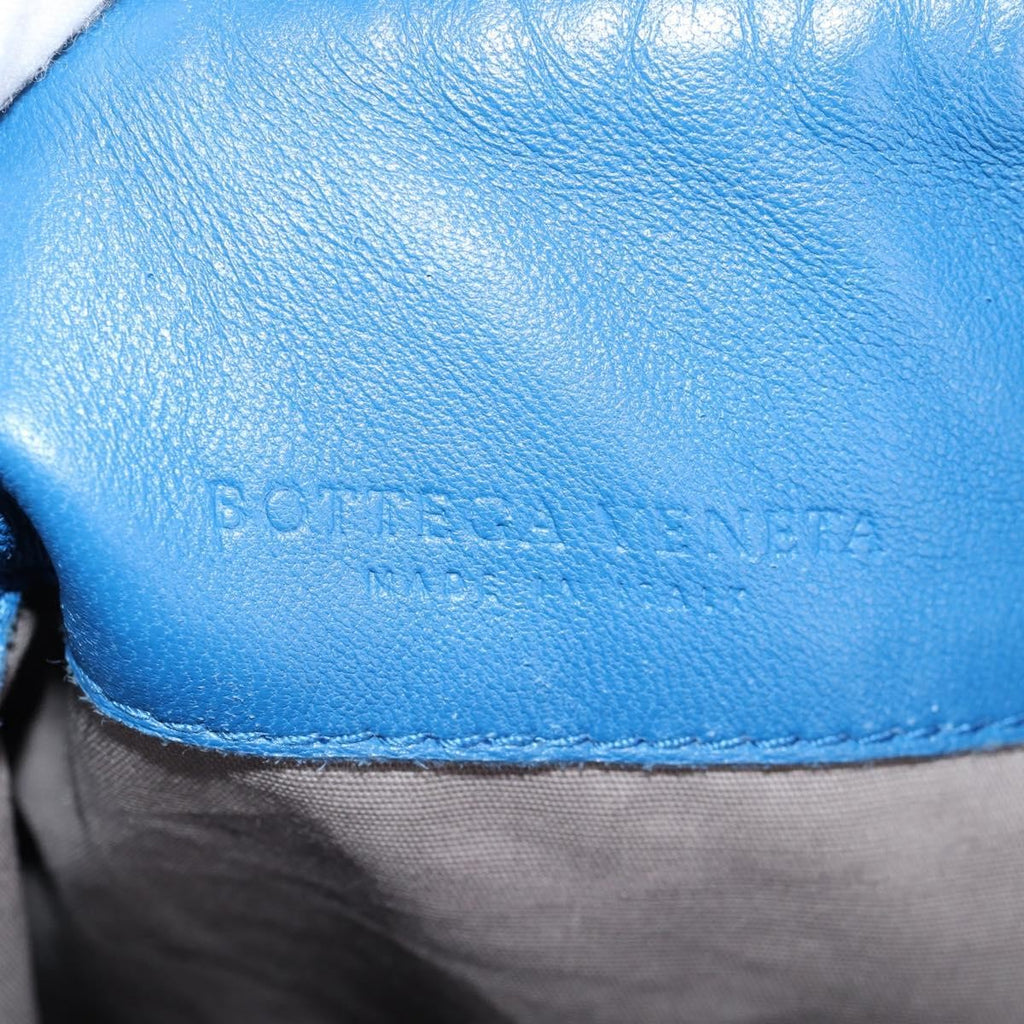 Bottega Veneta Flat Messenger Bag Intrecciato Nappa Blue Leather Shoulder Bag Bag (Pre-Owned)