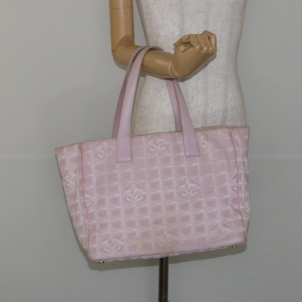 Chanel Travel Line Tote Nylon Pink Nylon Bag (Pre-Owned)