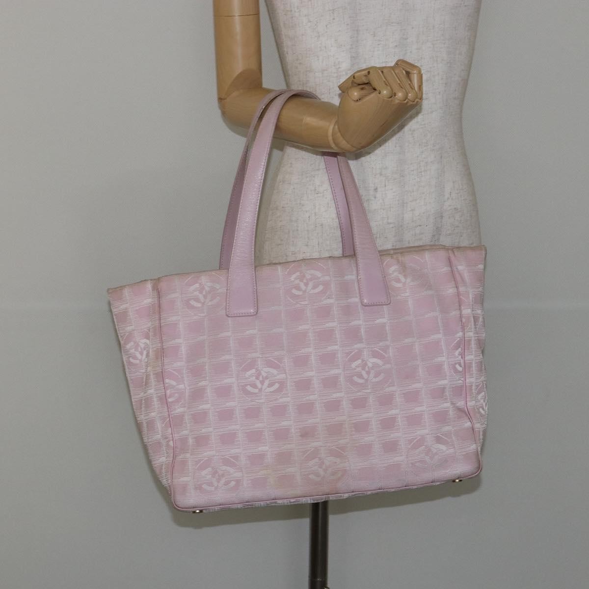 Chanel Travel Line Tote Nylon Pink Nylon Bag (Pre-Owned)