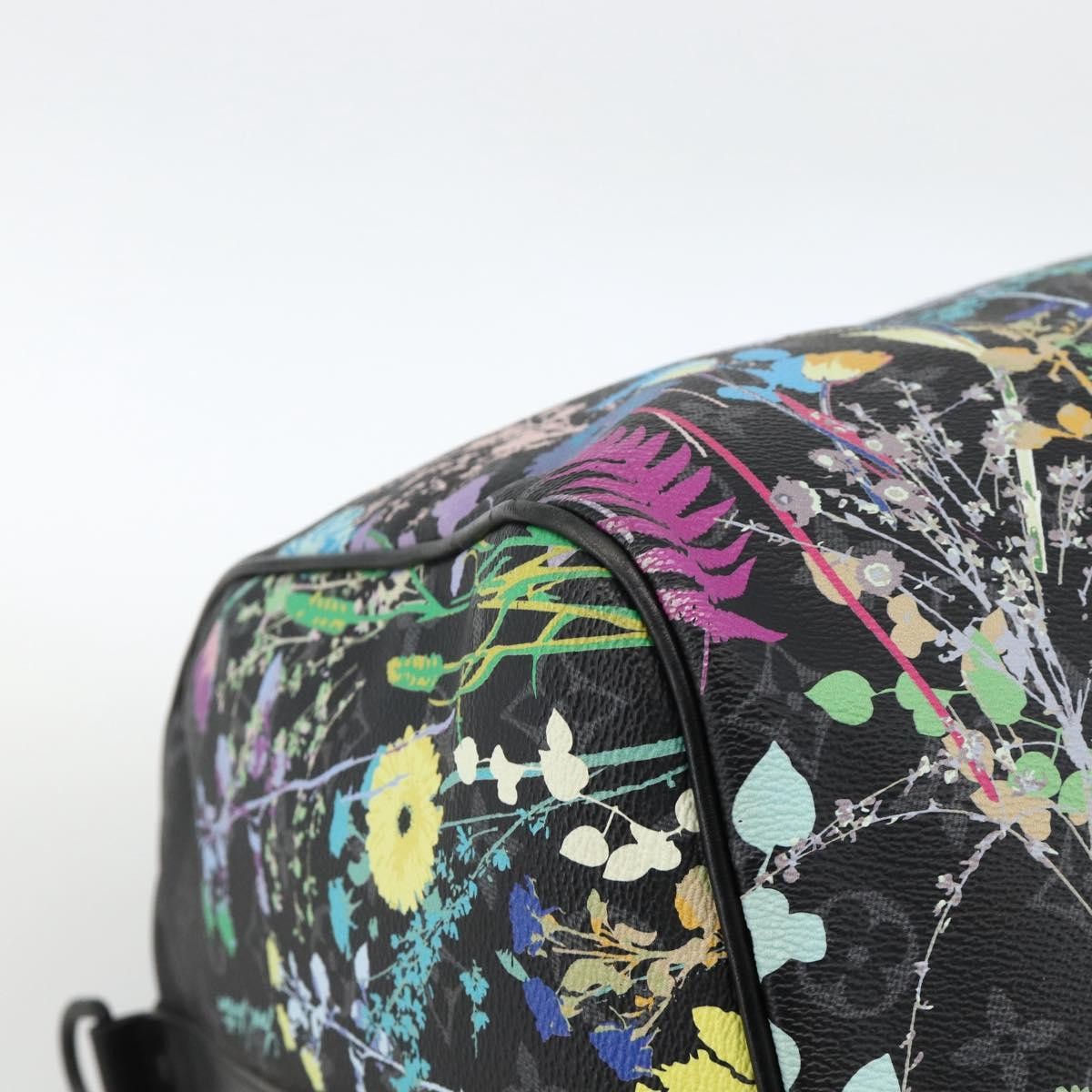 Louis Vuitton Keepall Bandouliere Bag Limited Edition Foliage Monogram Eclipse Black Canvas Travel Bag Bag (Pre-Owned)