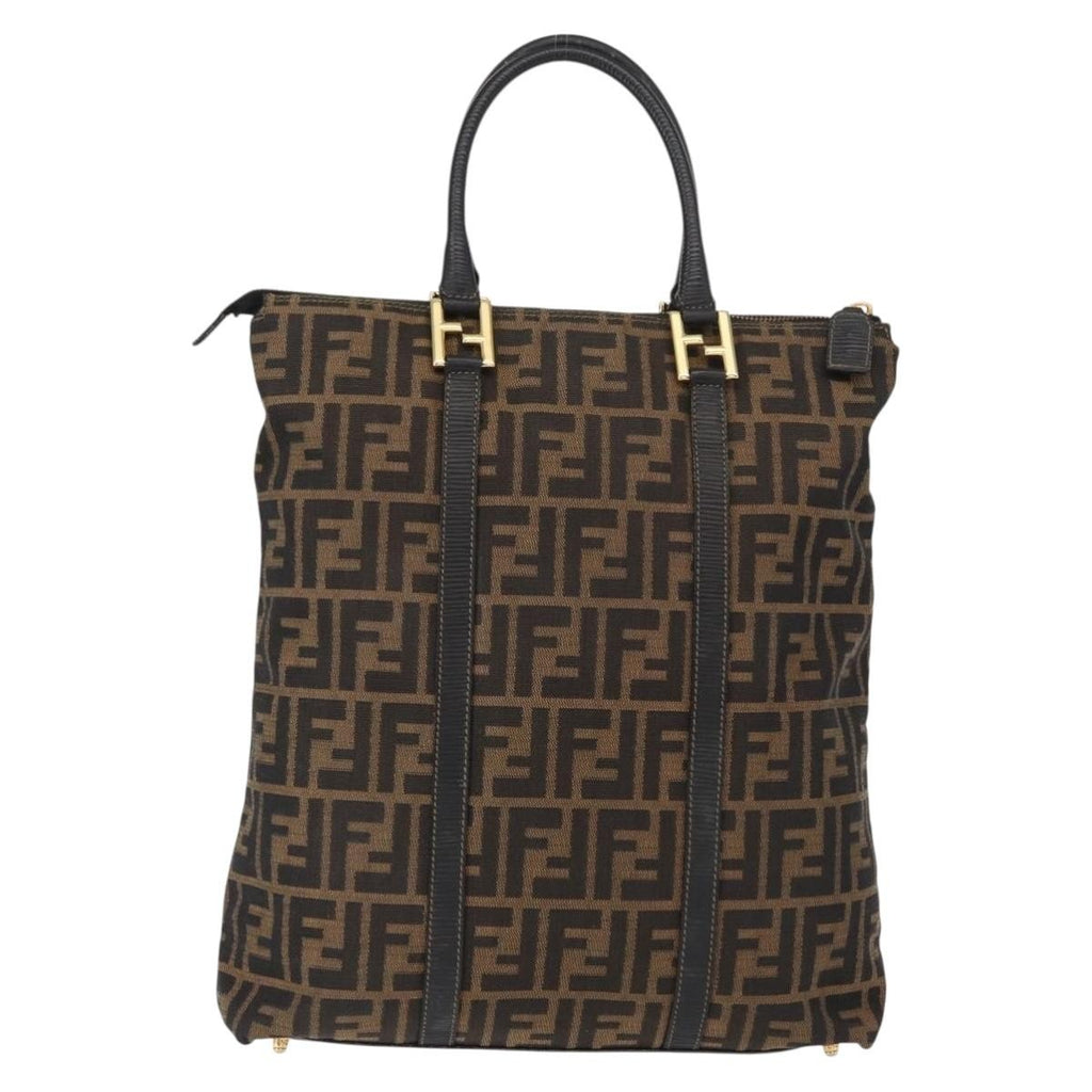 Fendi Zucca Tote Bag Canvas Black Canvas Tote Bag Bag (Pre-Owned)