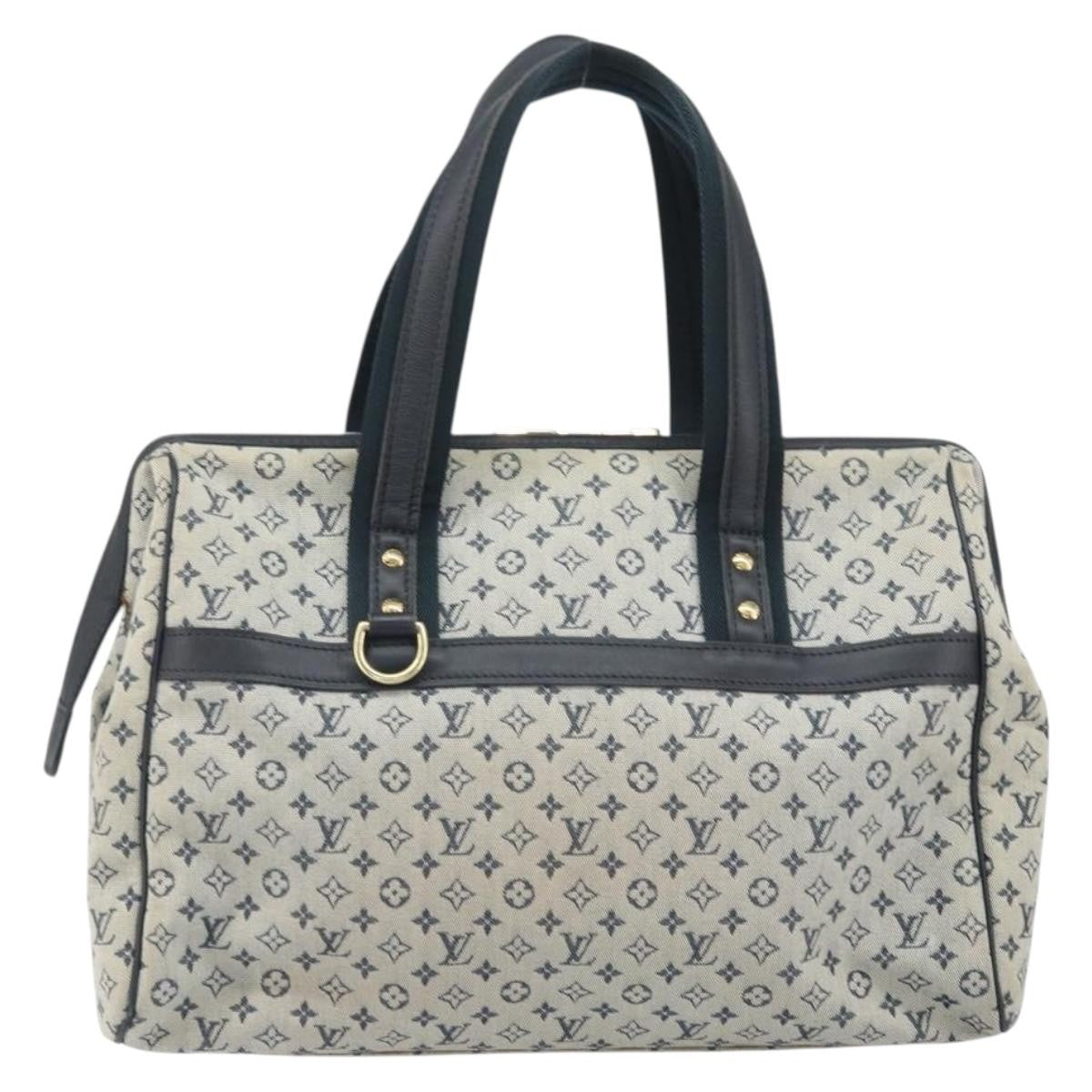 Louis Vuitton Josephine Handbag Mini Lin Blue Canvas Handbag (Pre-Owned)
