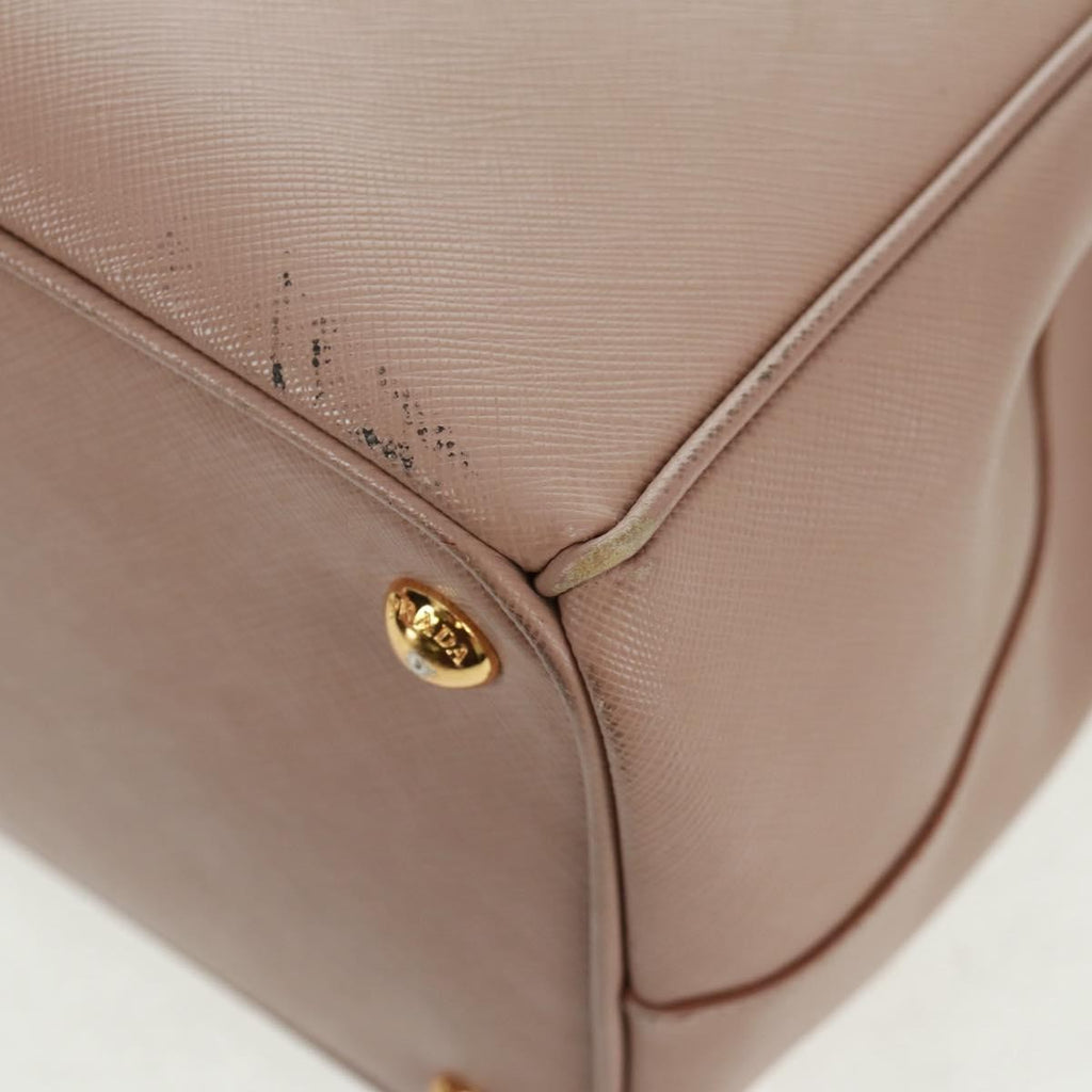 Prada Double Zip Lux Tote Saffiano Leather Pink Leather Tote Bag Bag (Pre-Owned)