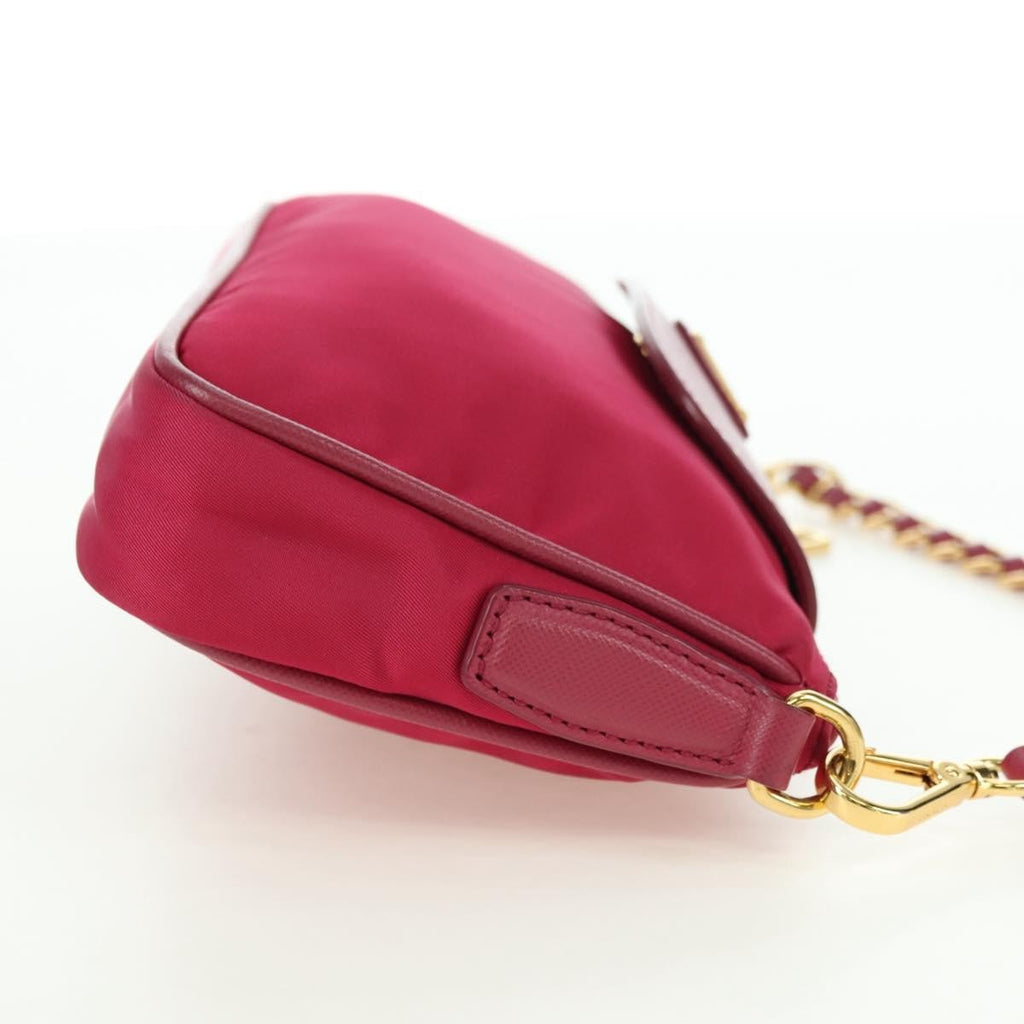 Prada Chain Crossbody Bag Tessuto And Saffiano Leather Pink Nylon Shoulder Bag Bag (Pre-Owned)