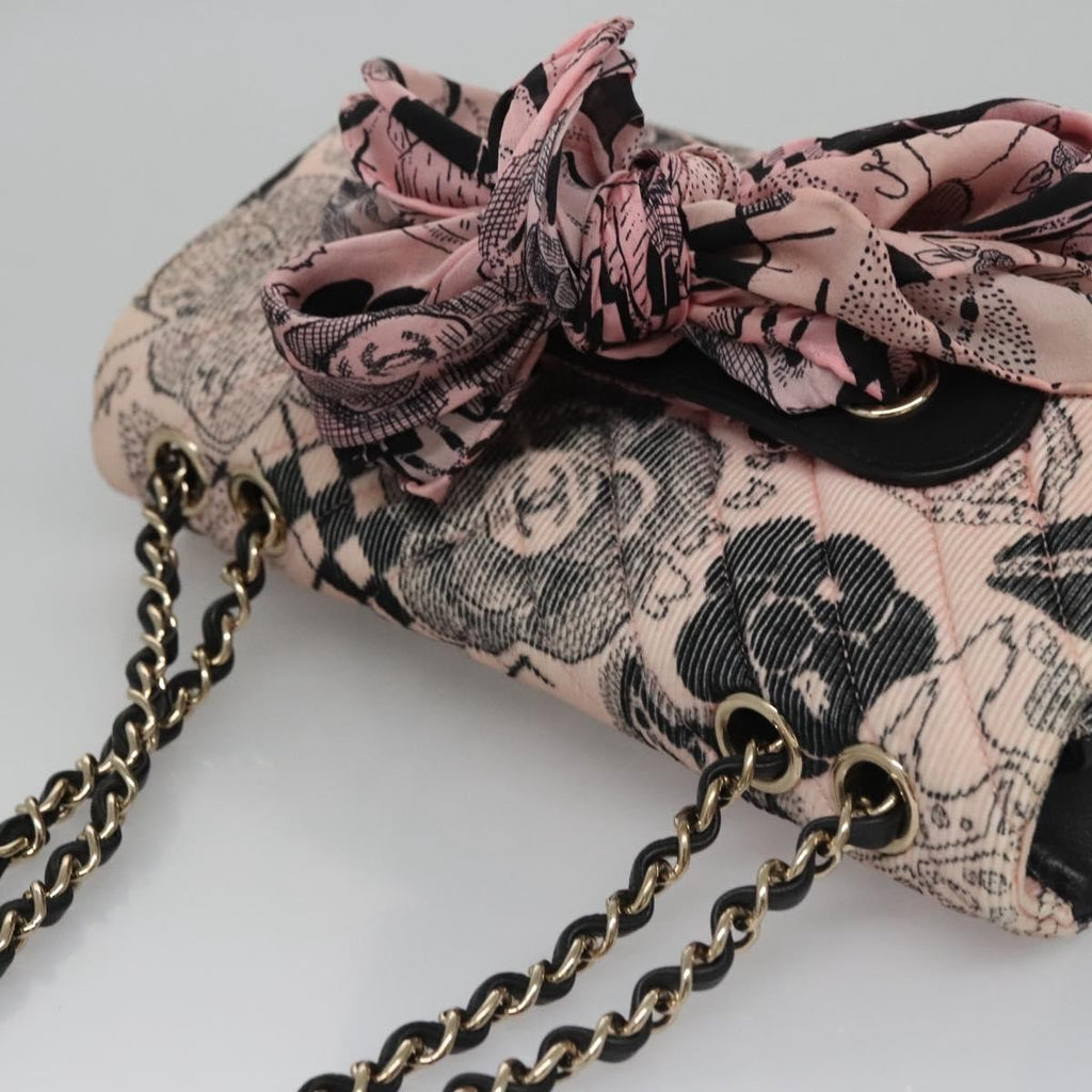 Chanel Flap Shoulder Bag Canvas Pink Cotton Shoulder Bag Bag (Pre-Owned)
