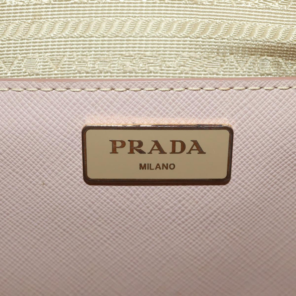 Prada Double Zip Lux Tote Saffiano Leather Pink Leather Tote Bag Bag (Pre-Owned)