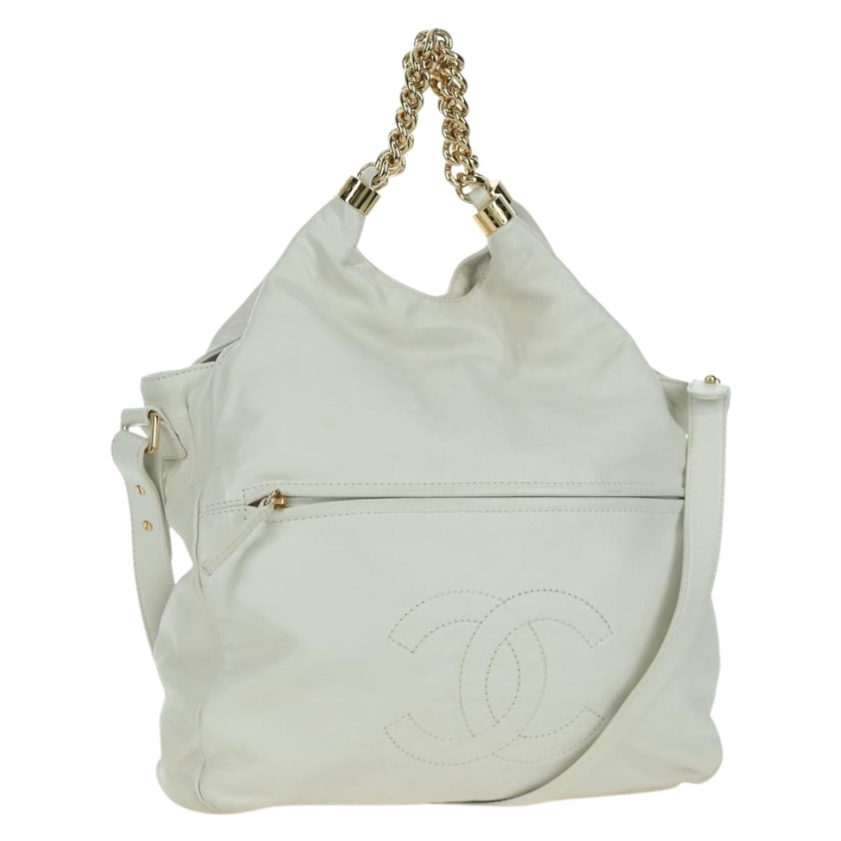 Chanel Rodeo Drive Hobo Leather White Leather Handbag (Pre-Owned)
