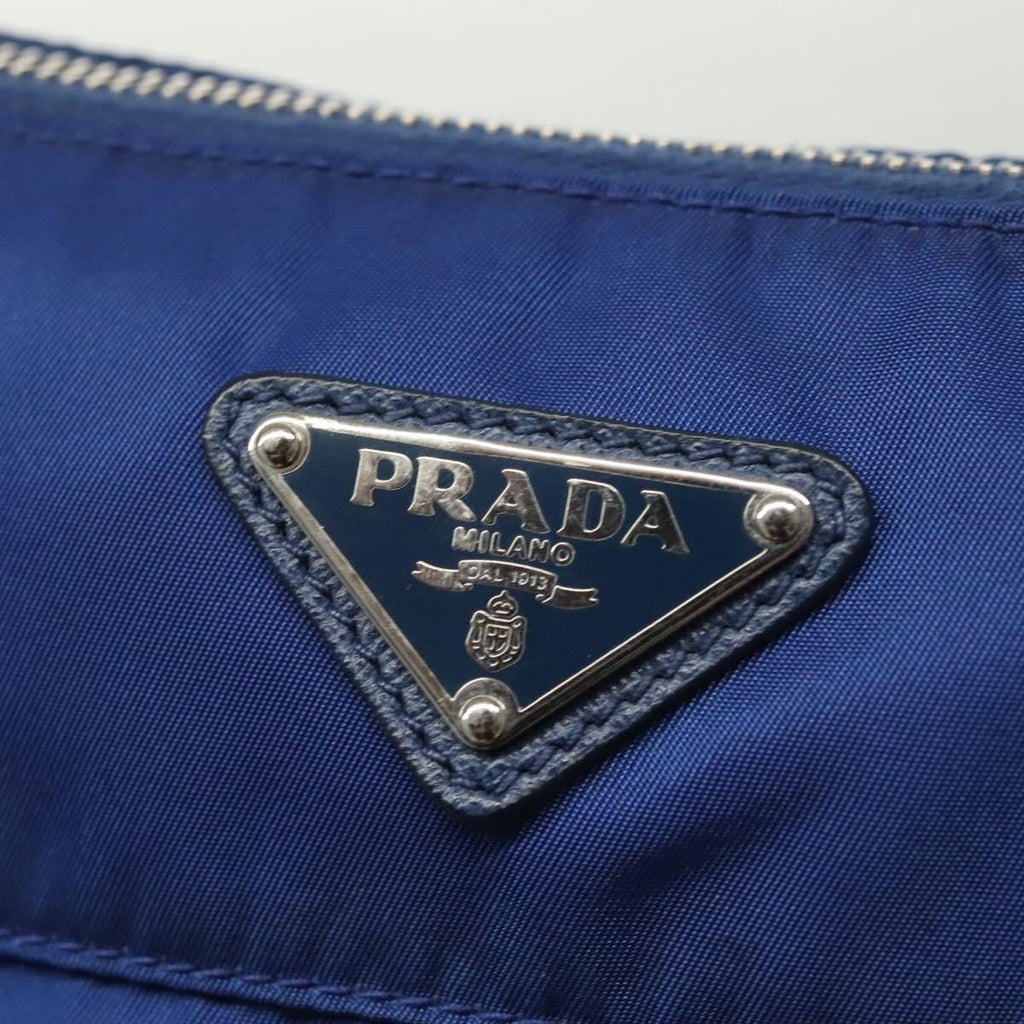 Prada Flat Messenger Tessuto With Leather Blue Nylon Shoulder Bag Bag (Pre-Owned)