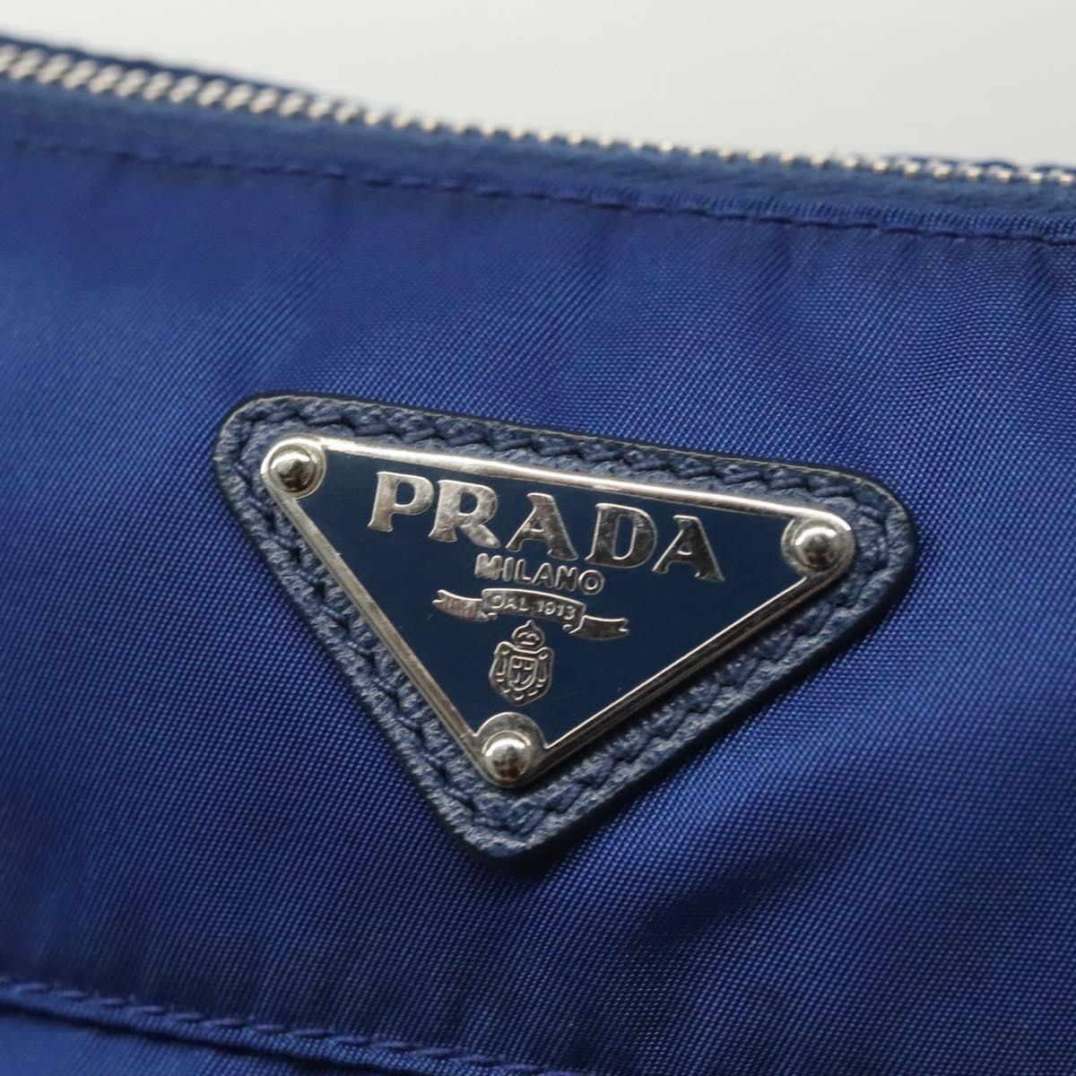 Prada Flat Messenger Tessuto With Leather Blue Nylon Shoulder Bag Bag (Pre-Owned)