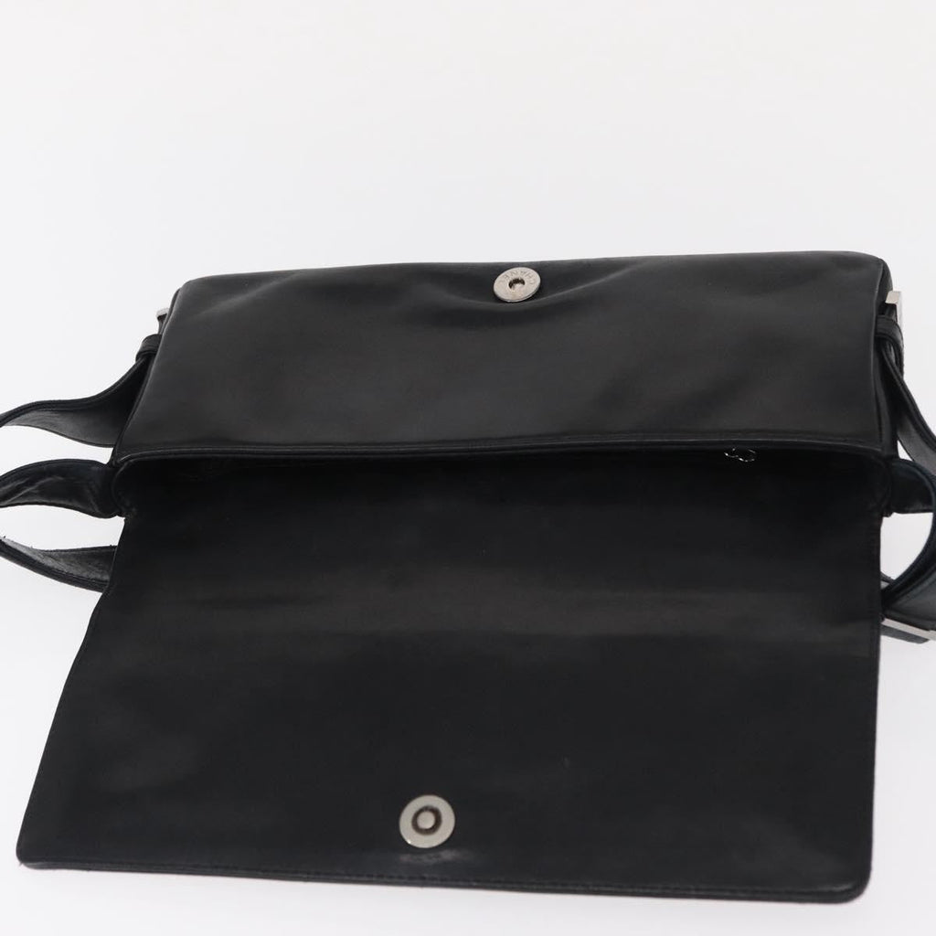 Chanel Vintage Shoulder Bag Leather Black Leather Shoulder Bag Bag (Pre-Owned)