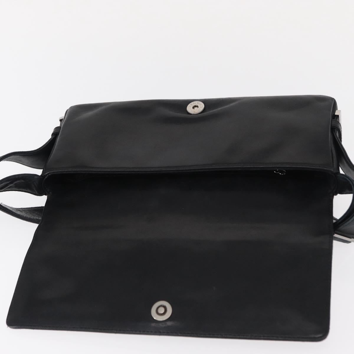 Chanel Vintage Shoulder Bag Leather Black Leather Shoulder Bag Bag (Pre-Owned)