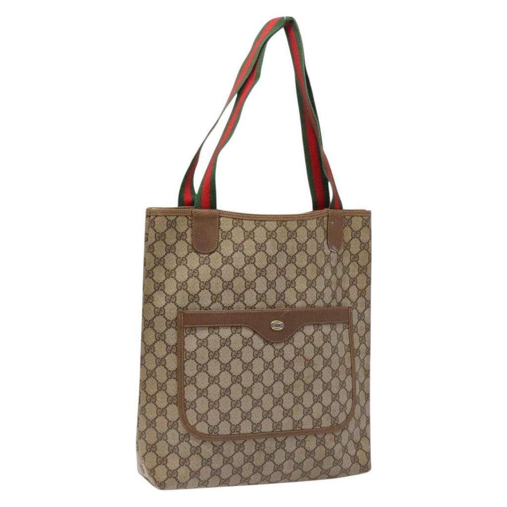 Gucci Ophidia Front Pocket Shopper Tote Gg Coated Canvas Beige Canvas Tote Bag Bag (Pre-Owned)