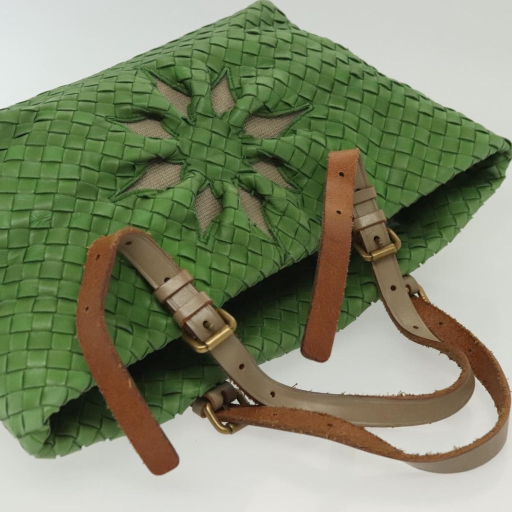 Bottega Veneta Intrecciato Leather Green Leather Handbag (Pre-Owned)