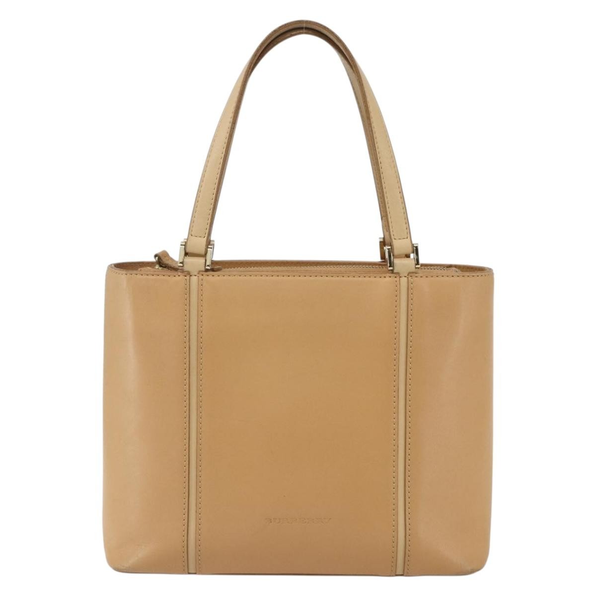 Burberry Vintage Handbag Leather Beige Leather Handbag (Pre-Owned)