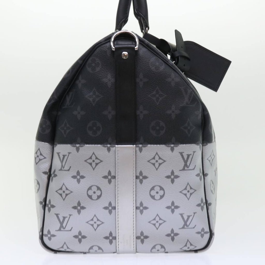 Louis Vuitton Keepall Bandouliere Bag Monogram Eclipse Split Canvas Black Canvas Bag (Pre-Owned)
