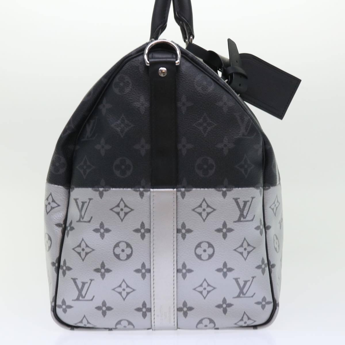 Louis Vuitton Keepall Bandouliere Bag Monogram Eclipse Split Canvas Black Canvas Bag (Pre-Owned)