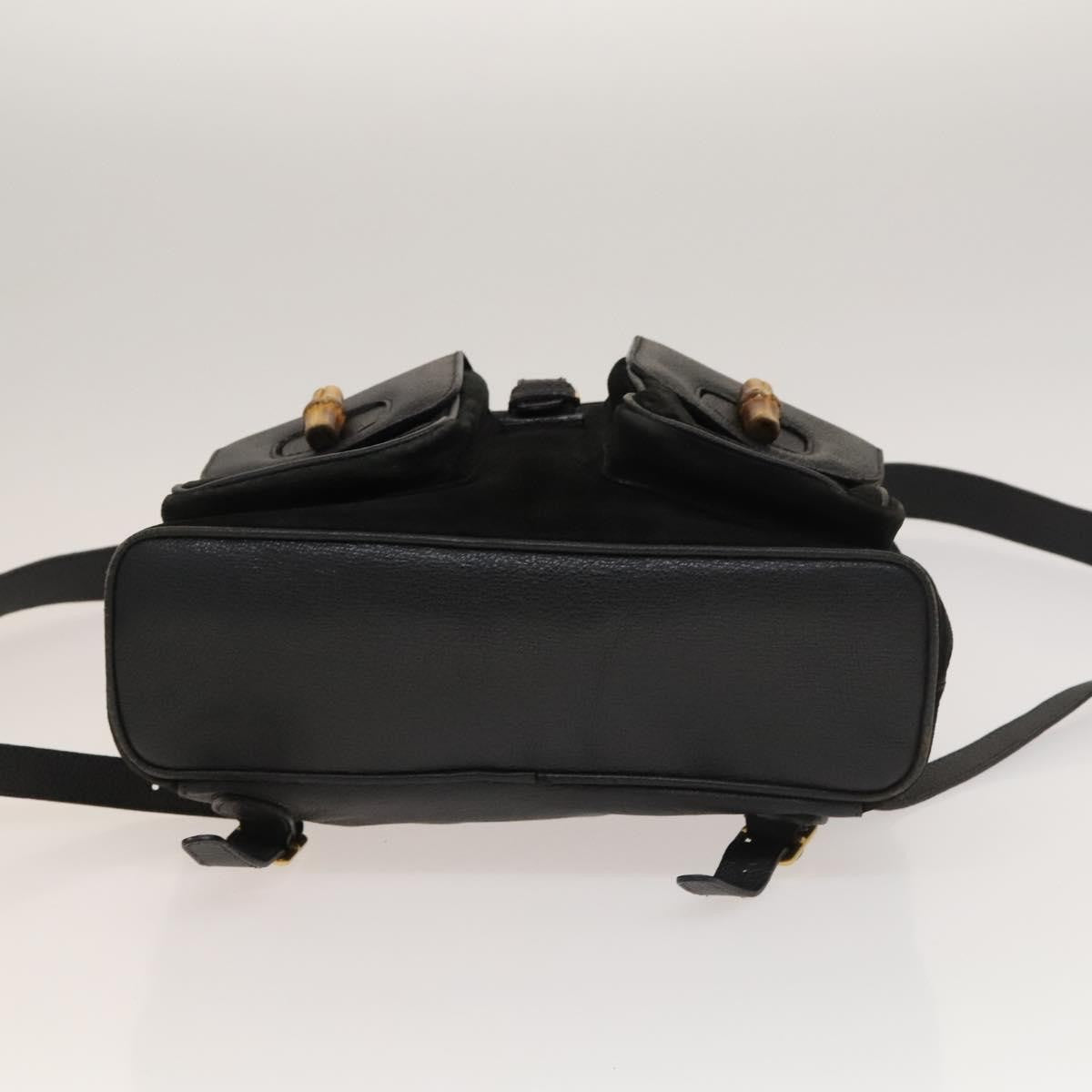 Gucci Vintage Bamboo Backpack Suede And Leather Black Suede Backpack Bag (Pre-Owned)