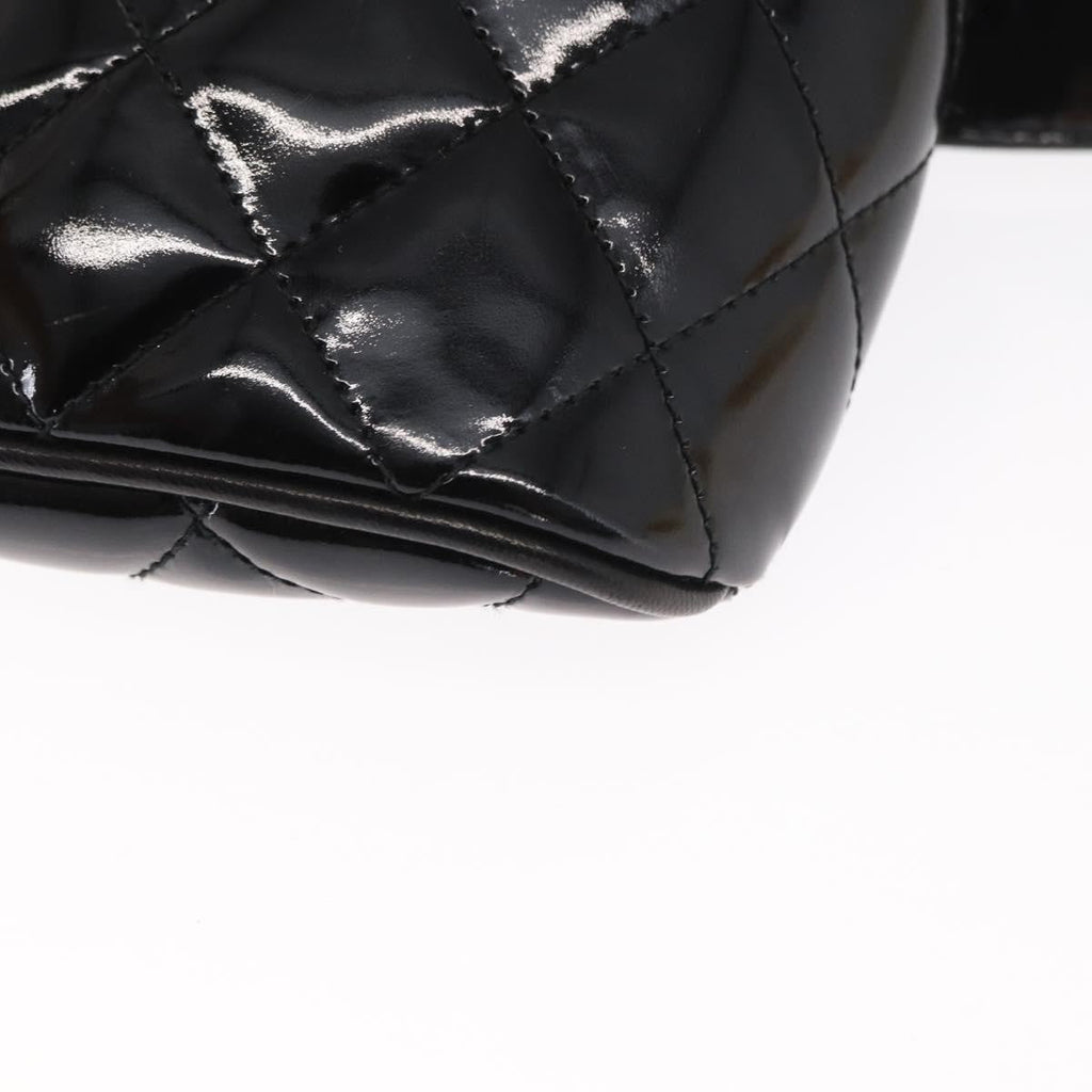 Chanel Vintage Zip Belt Bag Quilted Lambskin Black Patent_Leather Clutche & Pouche Bag (Pre-Owned)