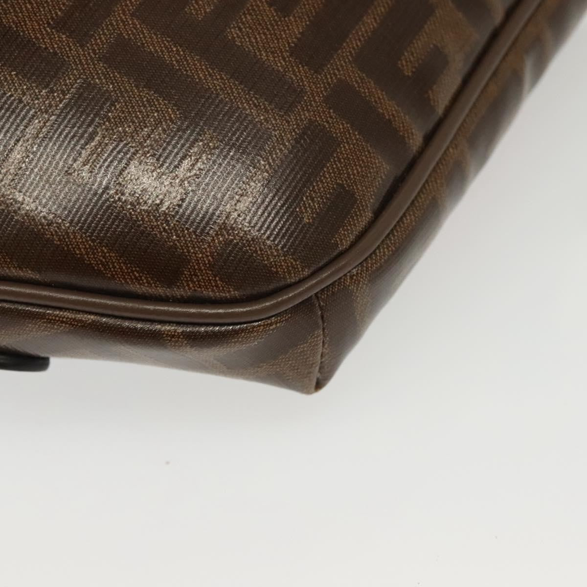 Fendi Mania Logo Waist Bag Zucca Coated Canvas Brown Canvas Clutche & Pouche Bag (Pre-Owned)