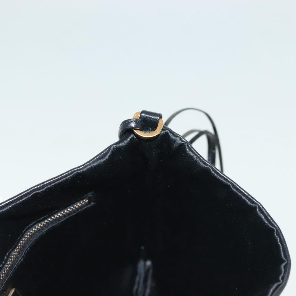 Prada Bow Shoulder Bag Vernice Saffiano Leather Black Leather Bag (Pre-Owned)