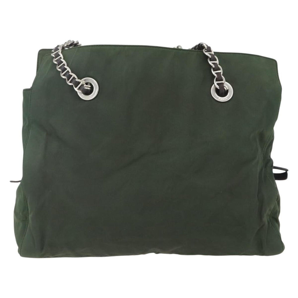 Prada Re-Edition 1995 Chain Tote Quilted Re-Nylon Khaki Nylon Shoulder Bag Bag (Pre-Owned)