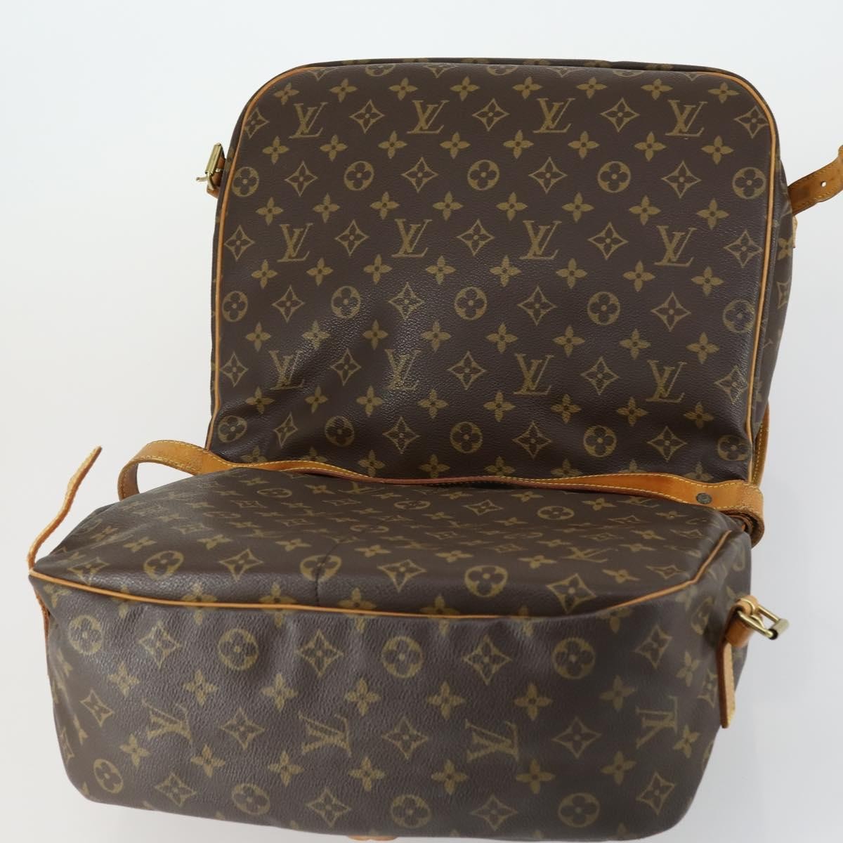 Louis Vuitton Saumur Handbag Monogram Canvas Brown Canvas Shoulder Bag Bag (Pre-Owned)