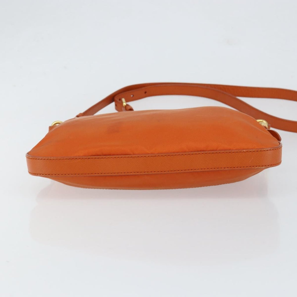 Prada Flat Messenger Tessuto With Leather Orange Nylon Shoulder Bag Bag (Pre-Owned)