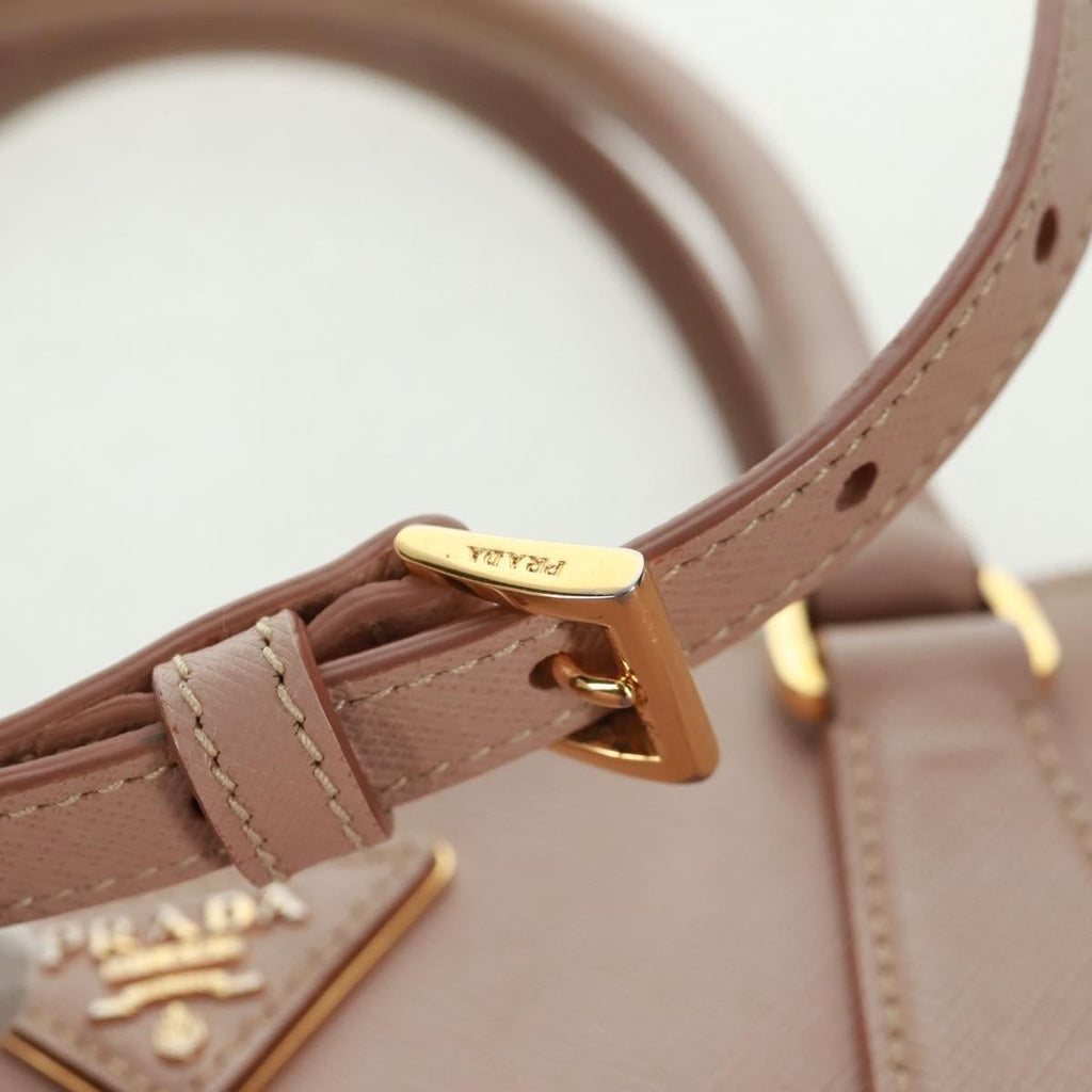 Prada Double Zip Lux Tote Saffiano Leather Pink Leather Tote Bag Bag (Pre-Owned)