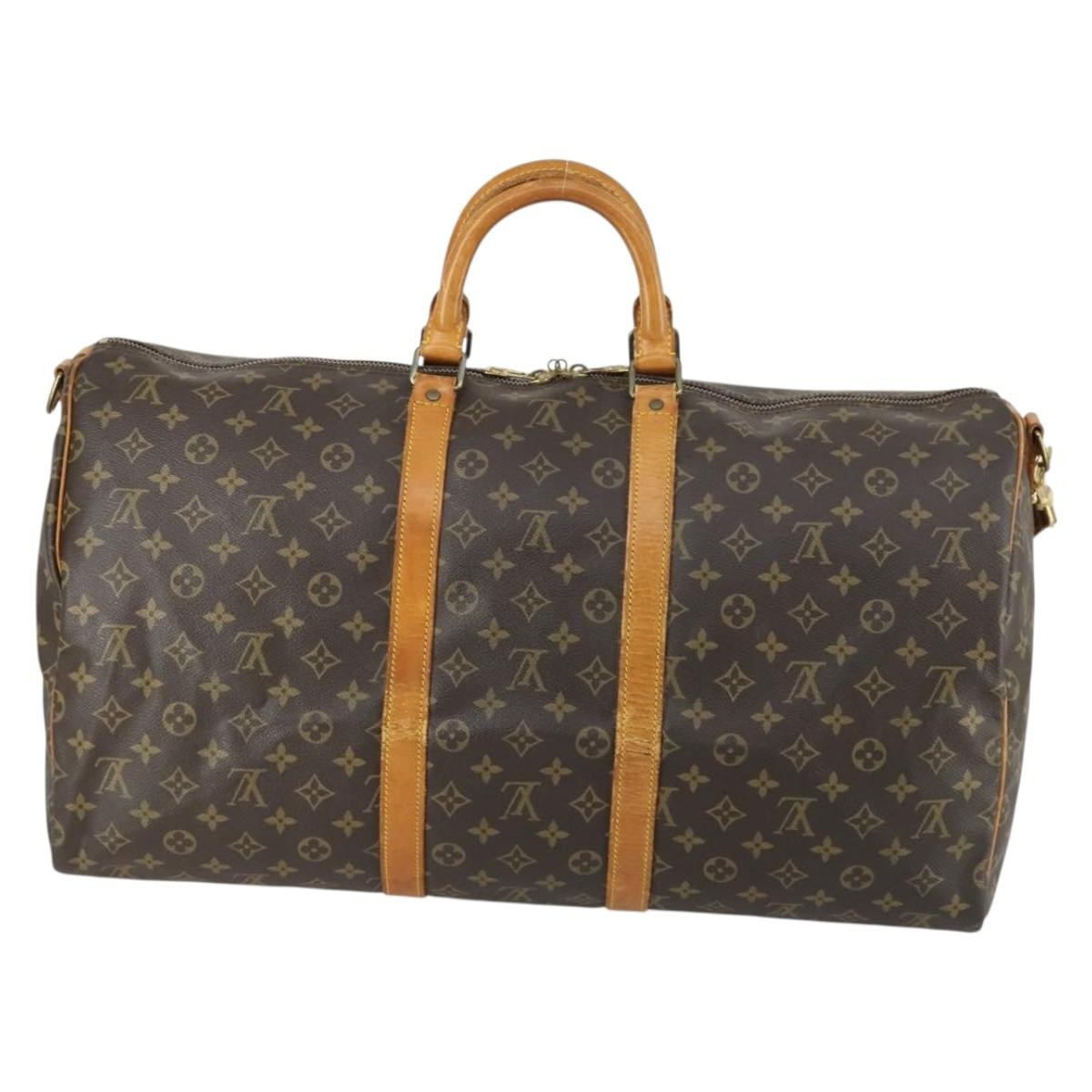 Louis Vuitton Keepall Bandouliere Bag Monogram Canvas Brown Canvas Travel Bag Bag (Pre-Owned)